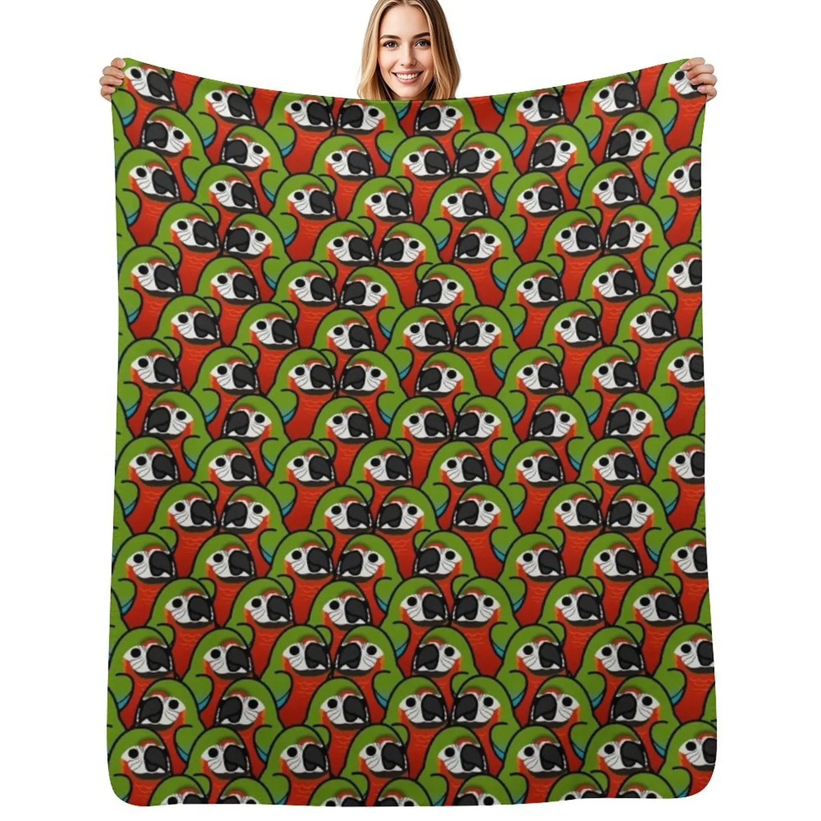 

Too Many Birds! - Harlequin Macaw Throw Blanket For Decorative Sofa Bed Fashionable Flannel Furrys Blankets