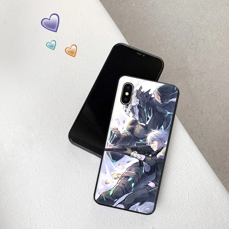 Silicone Soft Phone Case for iphone 16Plus 15 14 13 12 11 16 Pro Max Mini XR SE 7 8 Plus 15Pro Anime Kaiju No.8 Black Back Cover