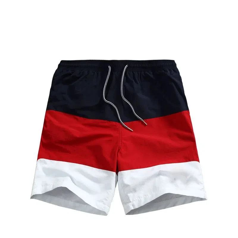 Sports Shorts Men's Summer Thin Elastic Waist Contrast Striped Plus Size Loose Street Casual Shorts Fashion Trend Men Clothing