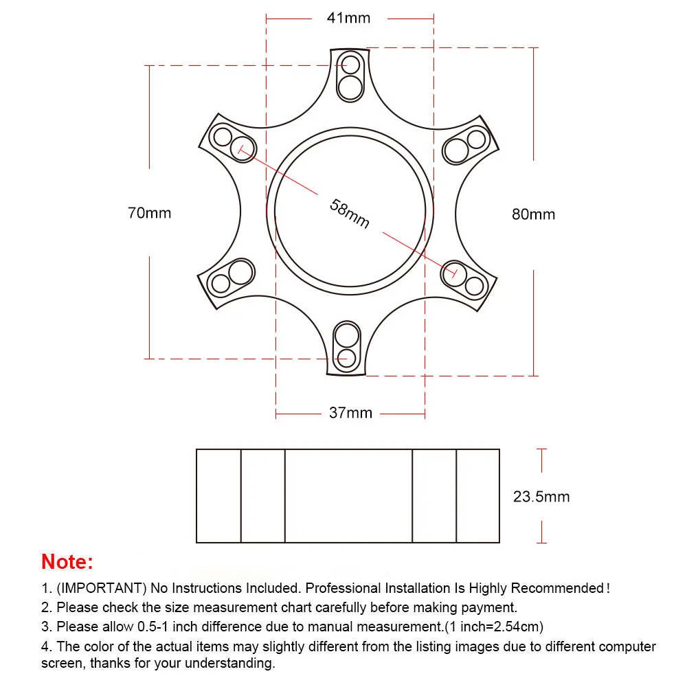 Steering Wheel Accessories 70mm Steering Wheel Adapter Plate For Thrustmaster T300RS Ferrari 599 P310/R383 14 inch