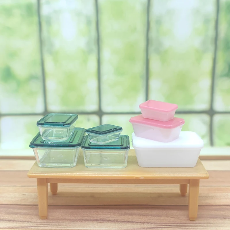 Miniatuur Poppenhuis Crispers Siliconen Mal Voedselcontainer Opbergdoos Doe-Het-Zelf-Vorm Poppen Huisaccessoires Kinderen Doen Alsof Ze Speelgoed