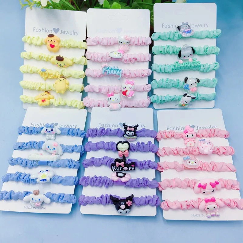 

5pcs Koulomi cartoon cute candy color small bowel ring fresh sweet hair circle girl hair circle