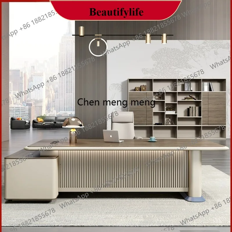 

E153 Office furniture boss table simple modern class desk special-shaped creative manager table office table and chair combinati