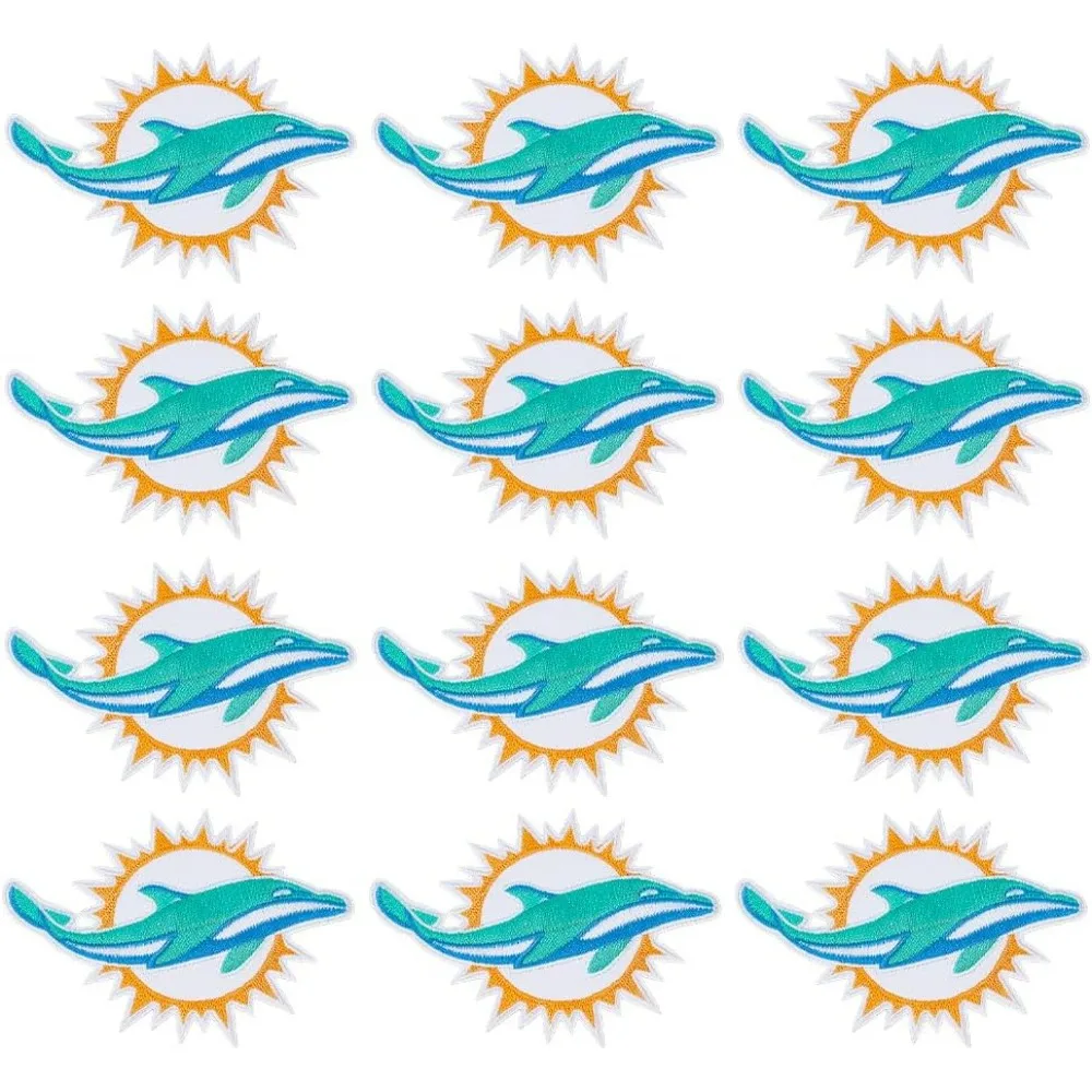 12 Uds. Parches de tela de delfines, delfines turquesas, plancha para coser, parche bordado, parches de tela de animales para sombreros, chaquetas, mochilas