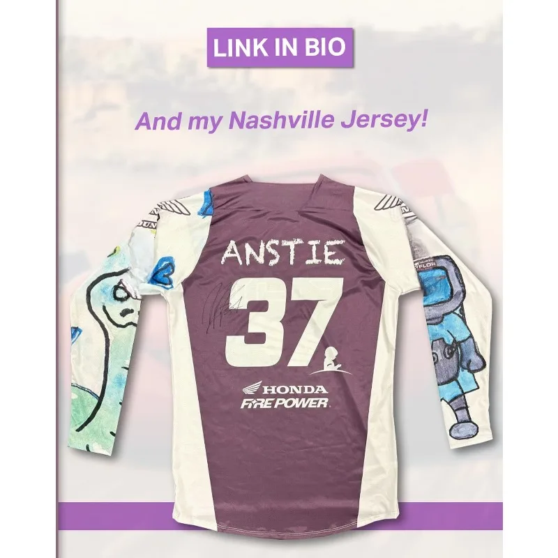 

Модная копия для мотокросса 2026 года # 37 Джерси ANSTIE Honda Racing Team Reprint, свободный дышащий быстросохнущий длинный рукав с 3D принтом