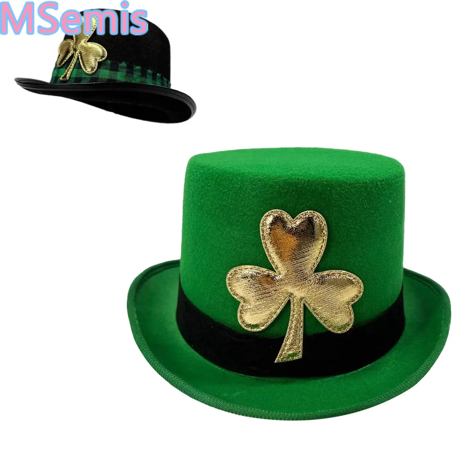 

Gold Shamrock Top Green Leprechaun Hat Fancy Ball Festival Parties Dress Accessory for St Patrick Day for Women Men