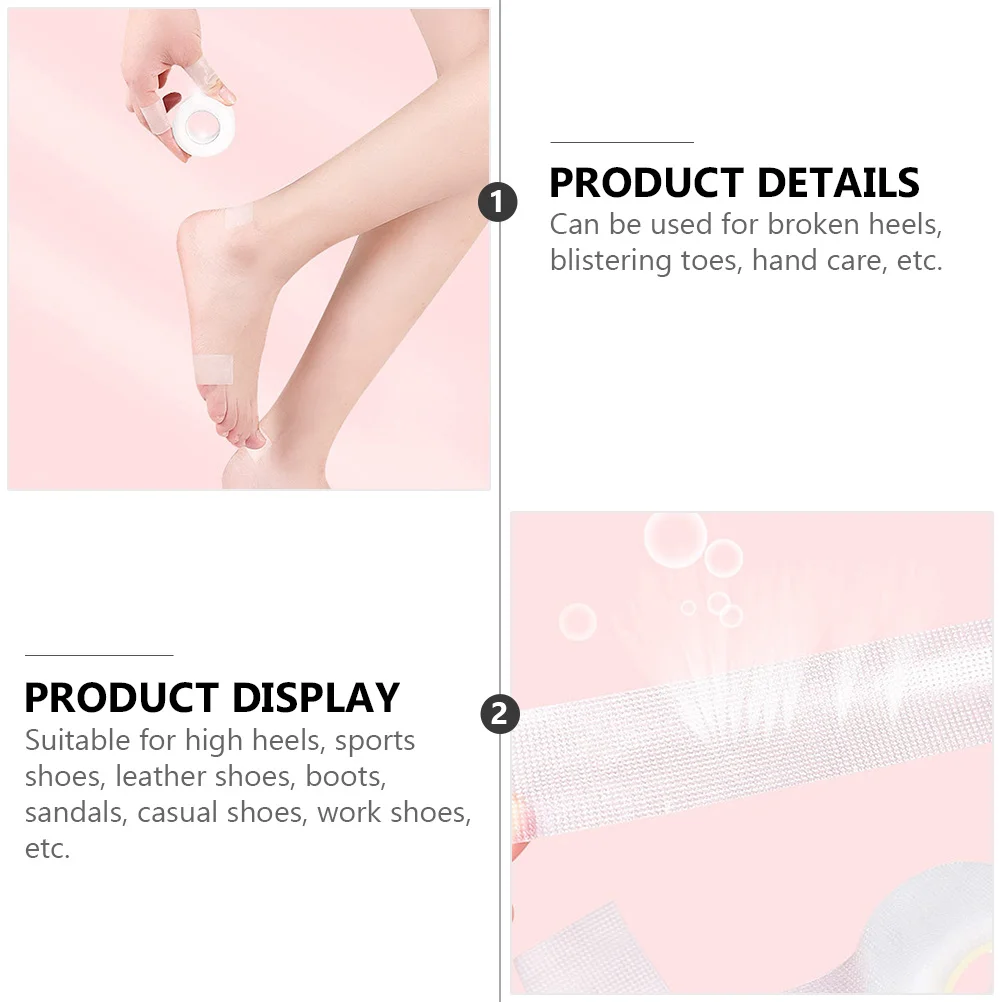 

1Set 2 Rolls Waterproof Heel Liner for Blister Prevention Premium Foot Care Sticker Invisible Adhesive Pads High-Heeled Shoes