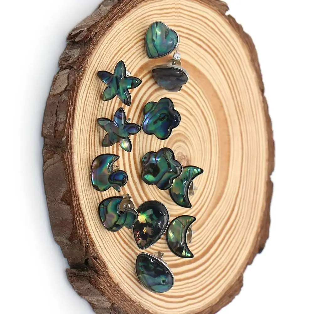 

Exquisite Small Natural Abalone Shell Stud Earring Various Shapes Silver-color Earring Ornament Jewelry 1 Pair For Woman Gift