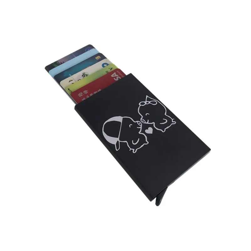 DIY Rfid Wallet Card Holder Metal Thin Slim Men Women Wallets Pop Up Minimalist Wallet Small Black Purse Vallet Walets for Men - view 2