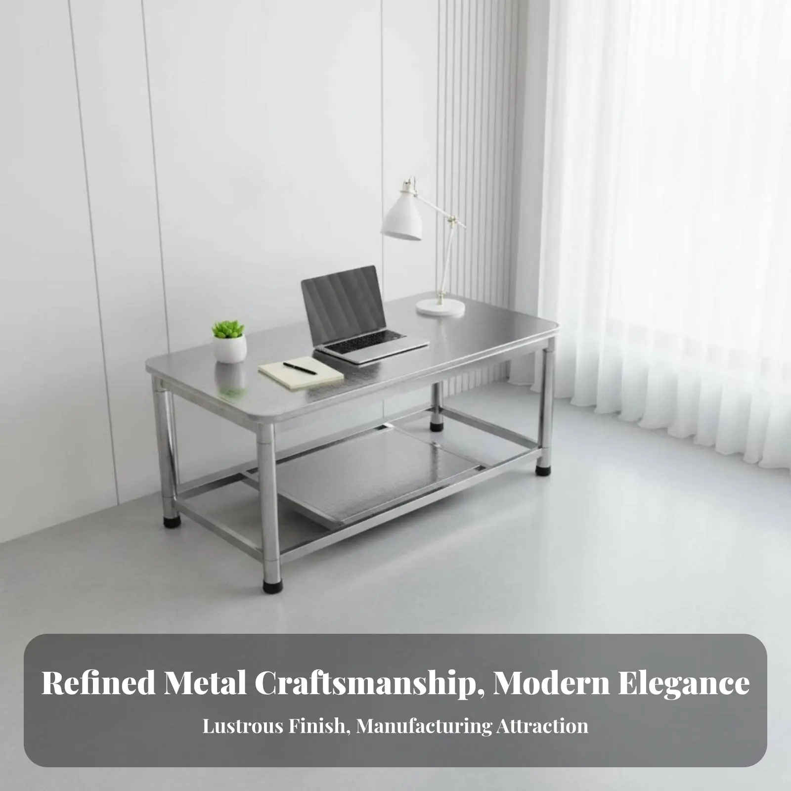 Imagen 4: Mesa baja de diseño minimalista para almacén, mesa rectangular de 2 niveles adaptable y de fácil montaje para sala de estar, espacios pequeños
