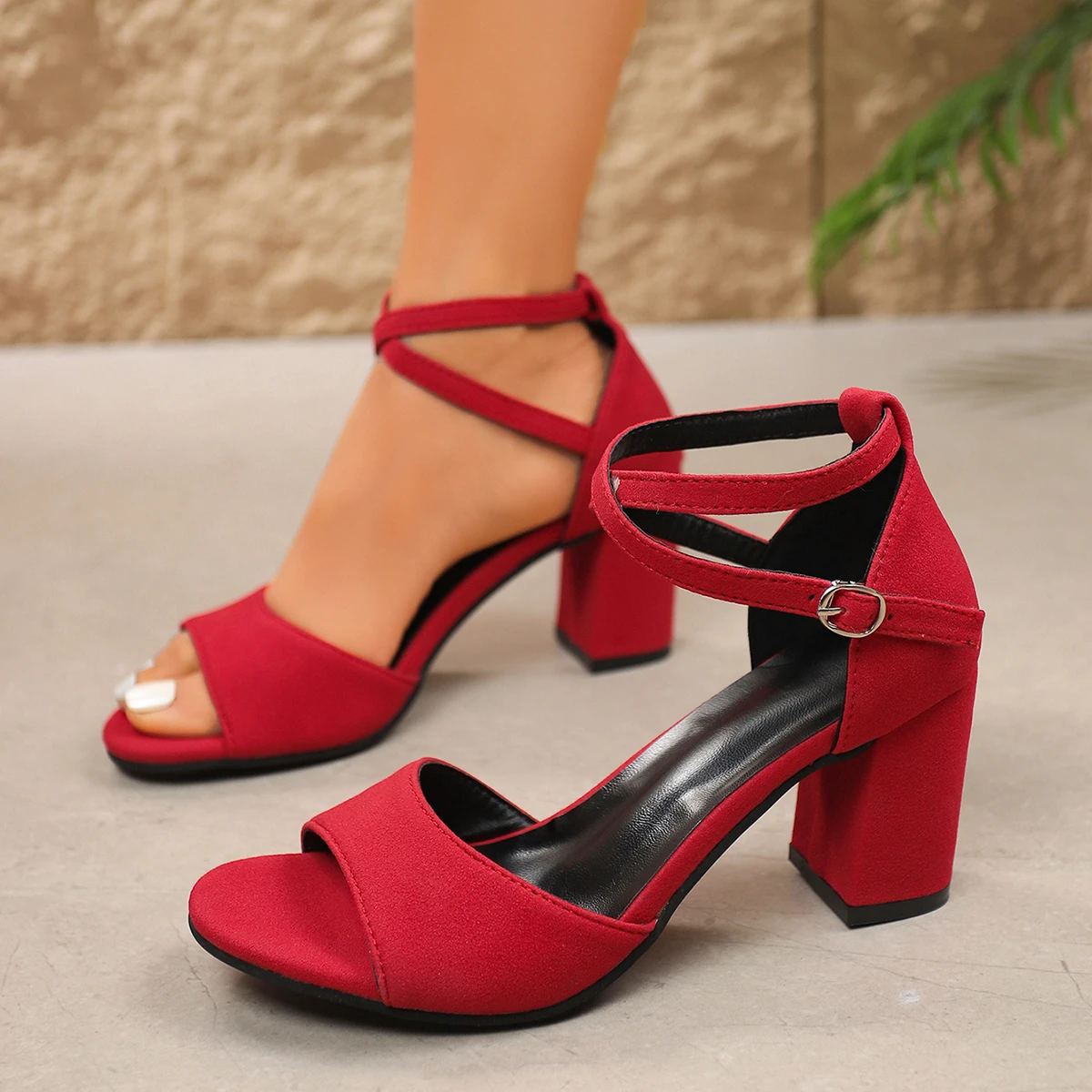 Women Sandals Large Size Fish Mouth High Heels Sandals 2025 New Slip on Thick Heel Cool Shoes Cross Border Designer Shoes Women