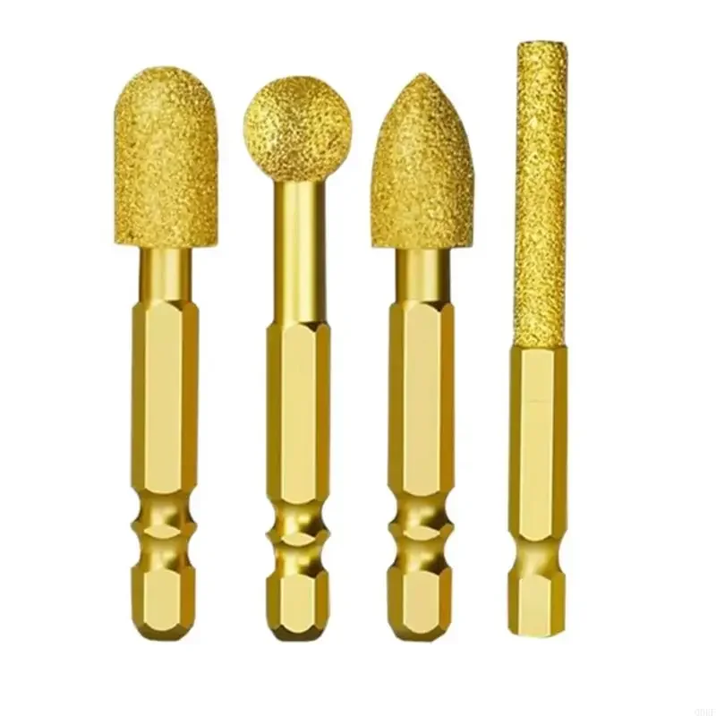 

4pc Multi Purpose Adamas Grinding Bit Hexagonal Shank Design For Metalworking Stone Carving Glass Polishing