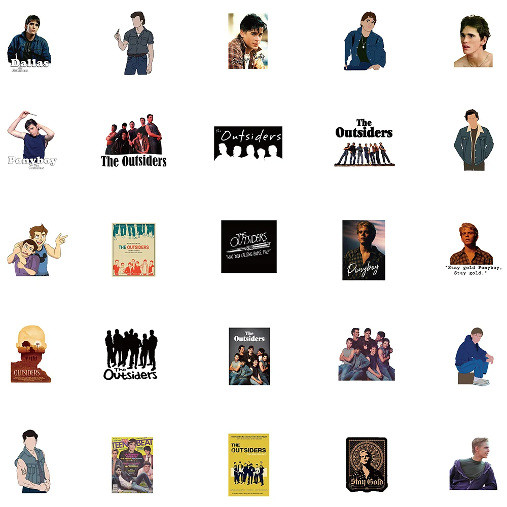 50pcs TV Show The Outsiders Stickers Funny DIY Laptop Guitar Luggage Skateboards Cars Motorcycle Helmet Waterproof Decals