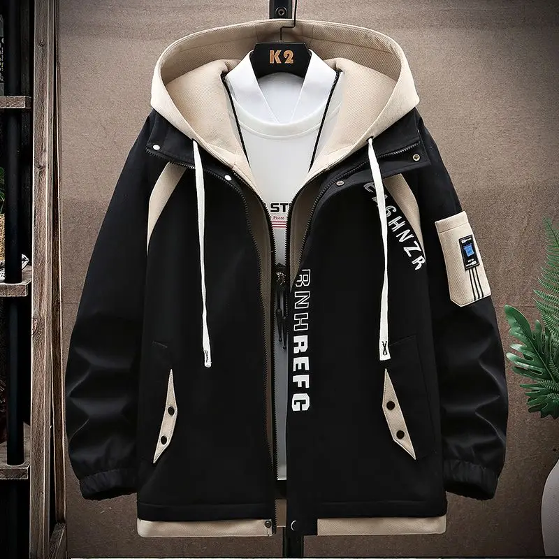 2024 New Spring and Autumn Men\'s Coat Fashionable Korean Style Casual Work Jacket Hooded Thin Men\'s Top