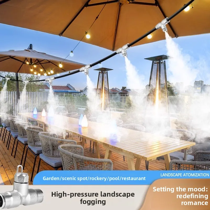 Dining, leisure and entertainment B & B restaurant landscaping, high pressure atomizing spray cooling and humidification