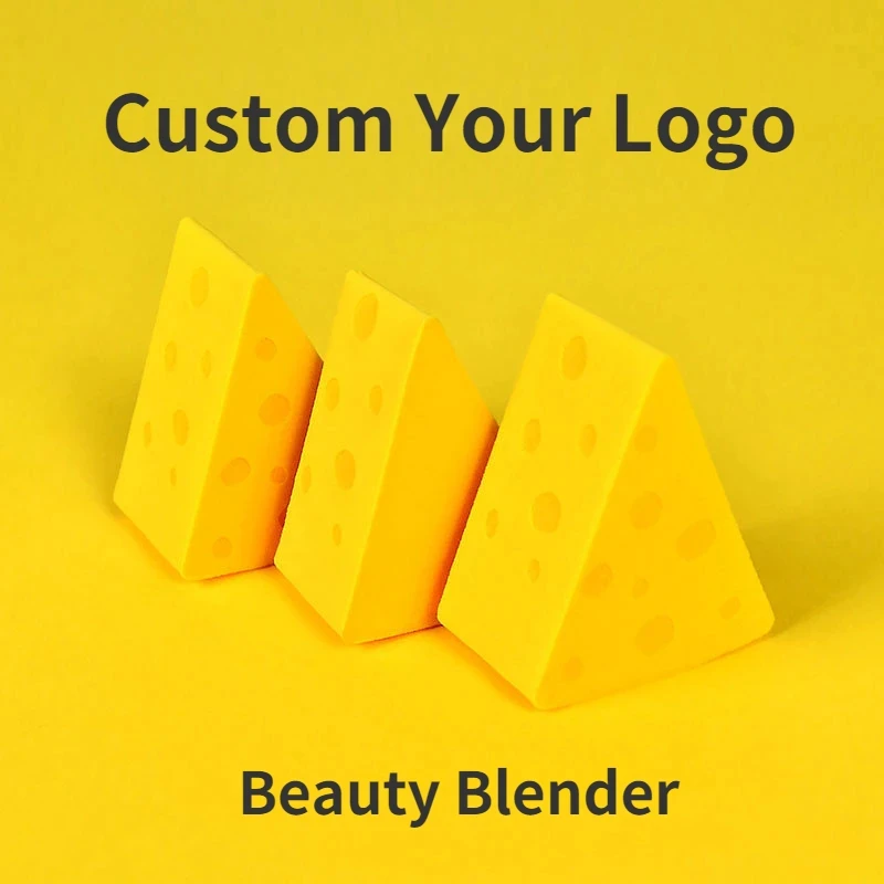Soft Cheese Puff Maquiagem Esponja, Triângulo Fan Tool, Ferramenta de beleza, Smooth Blenty, Maquiagem úmida e seca, Possua sua etiqueta, Logotipo personalizado
