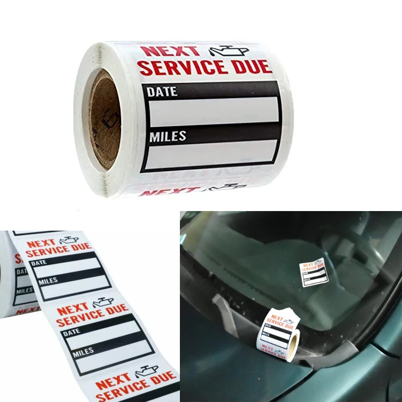 100pcs/roll Oil Change Service Reminder Stickers Window Adhesive Labels Stickers on the Car 2x2 Inch