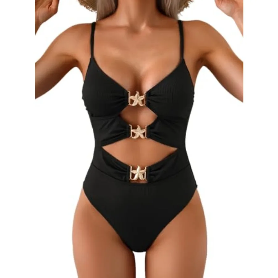 

Eomenie Sexy One Pcs Swimsuit for Women Cutout Monokini Bathing Suit Starfish Beach Resort Swimwear