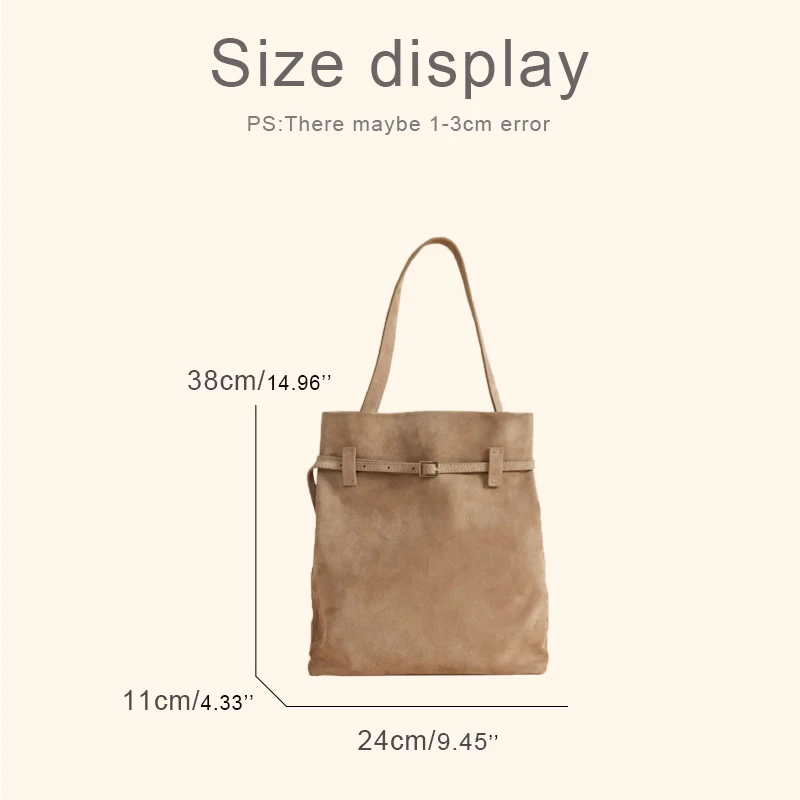 Vintage Faux Suede Tote Bags For Women Luxury Designer Handbags Purses 2024 New In Belt Buckle Large Capacity Underarm Shoulder