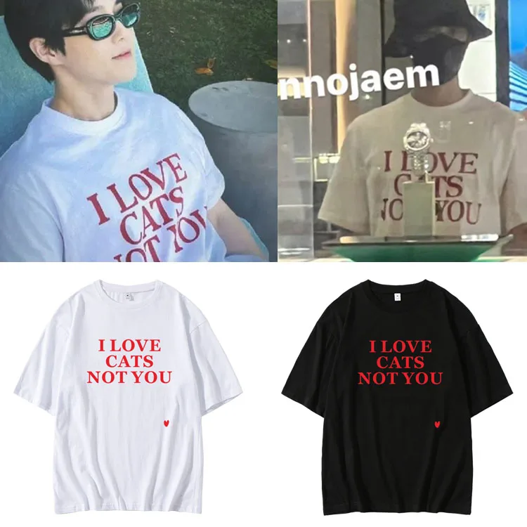 NCT Ro Hui Min EXO Kim Jun Beom INS Short Sleeve T-Shirt Loose Letter Print Pure Cotton Summer Performance Clothes Women's Fa...