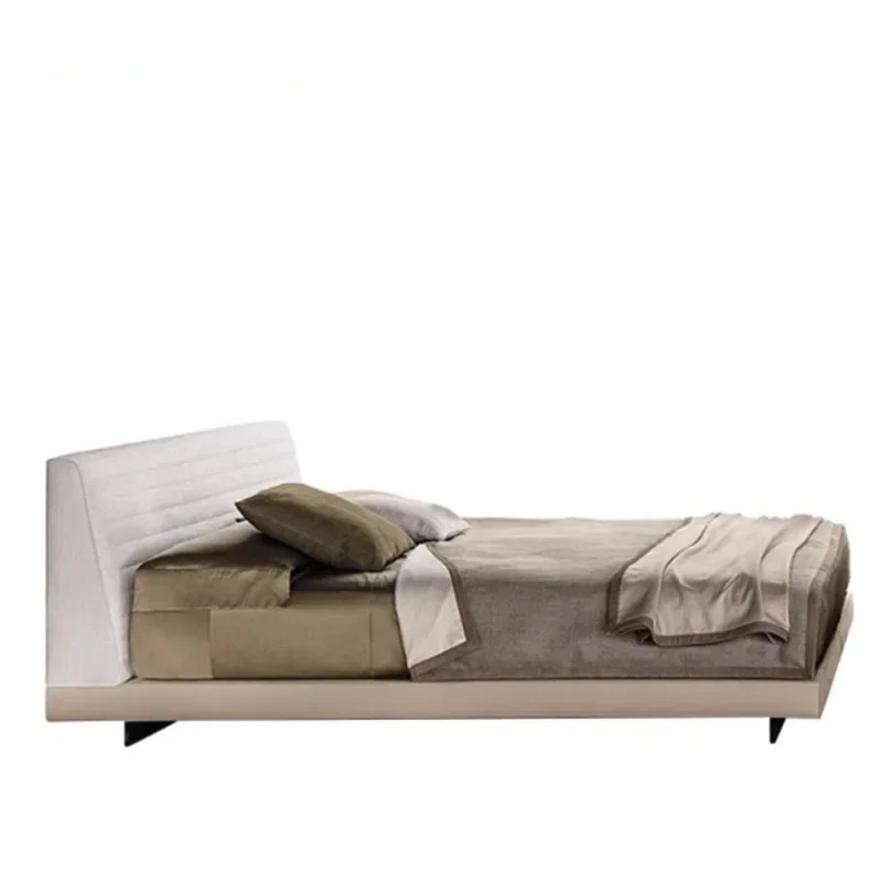 

Cotton and linen master bedroom simple designer villa leather cloth soft bag double bed wedding bed