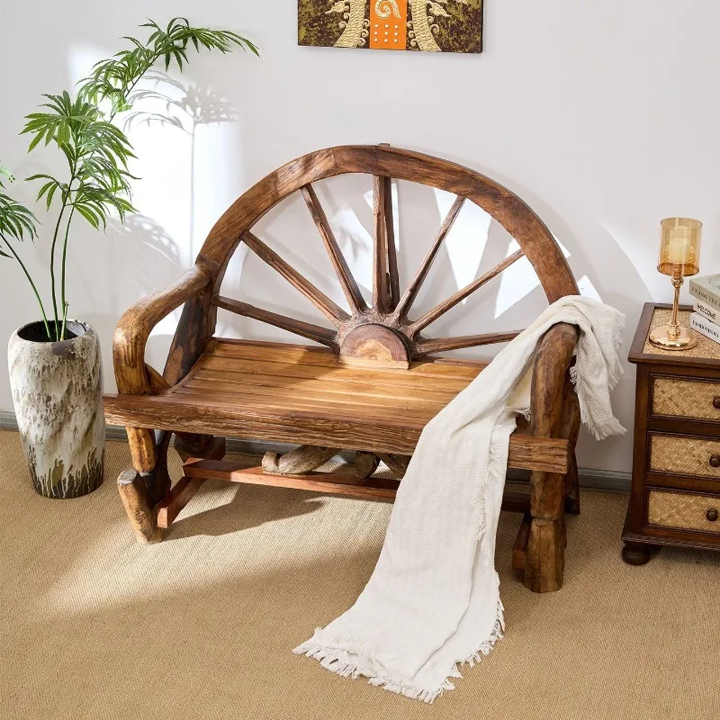 Indoor and outdoor old pomelo chair retro pastoral homestay decorative chair solid wood courtyard wheel sofa chair