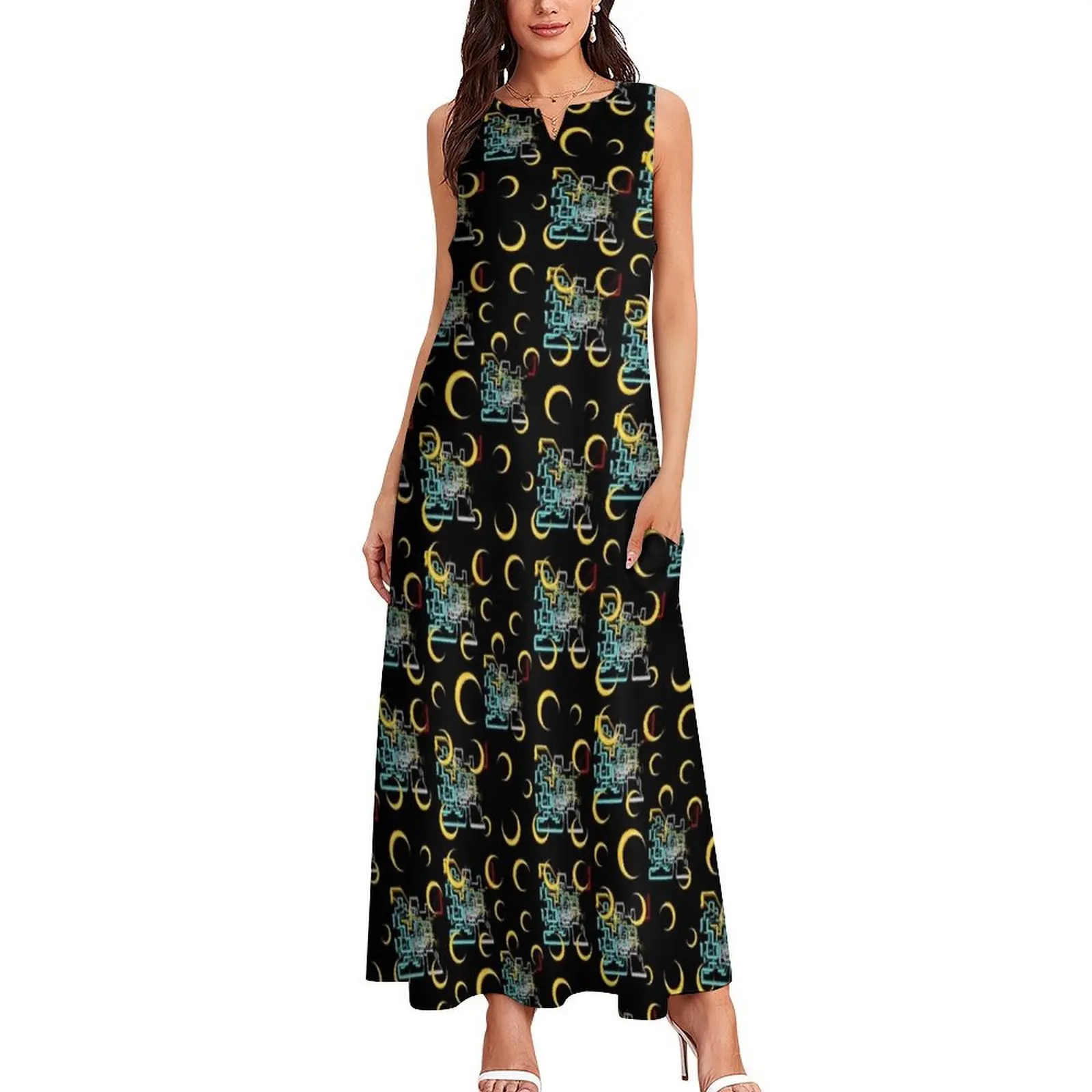 Dan Flashes pattern cool tim robinson Long Dress women dresses Women