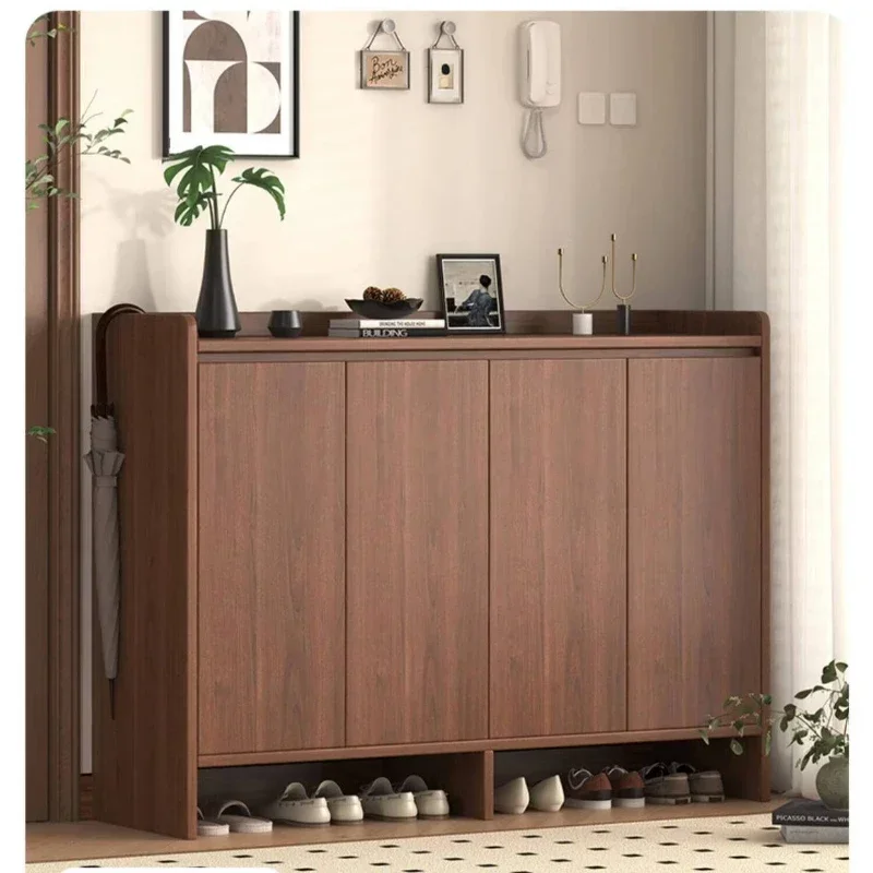 Shoe cabinet, new Chinese-style entrance cabinet, large-capacity dustproof solid wood storage shoe rack at the entrance