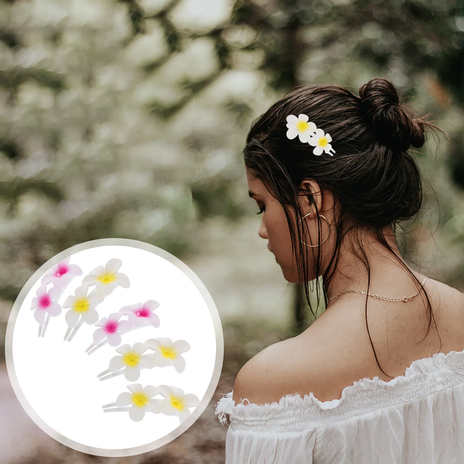 

6pcs Flower Shape Hair Catchers Colorful Hawaiian Hair Clips For Women Bridal Wedding Party Beach Tropical Accessories Barrette
