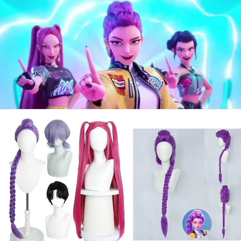 Kpop Demon Hunters Saja Boys Zoey Rumi Mira Cosplay Wig Jinu Mystery Romance Cosplay Synthetic Wig Men Women Hair Anime Props