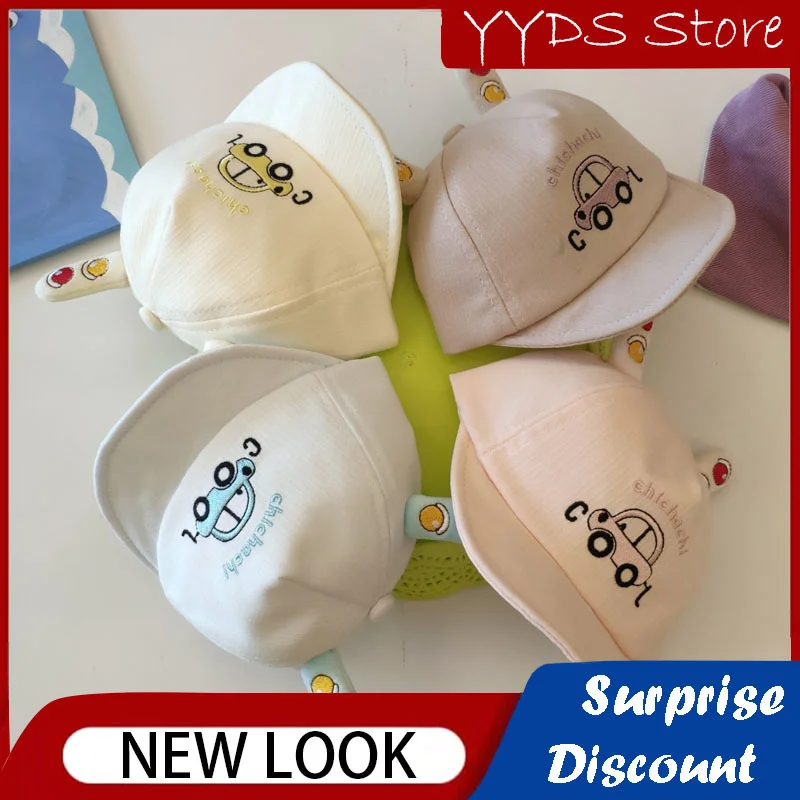 Cute Baby Boy Hat Traffic Light Car Cartoon Embroidered Peaked Cap Spring and Summer Children's Cotton Adjustable Baseball Cap