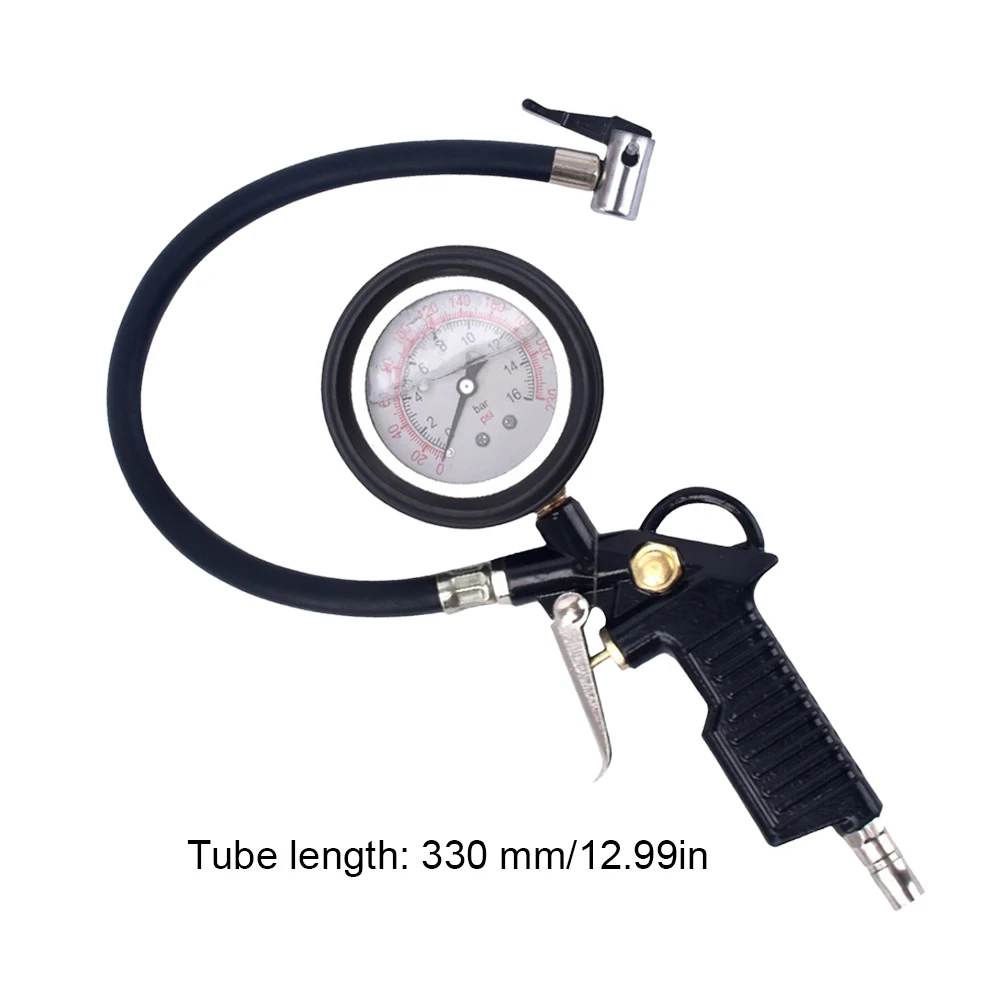 Digital Tire Pressure Gauge Aluminum Tire Pressure Inflator Gauge 220PSI Car Tire Inflator Gun Digital Display for Car Bicycle