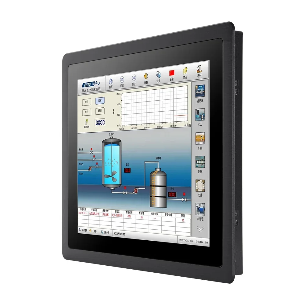 003 12 polegadas 1024*768 HMI Monitor de tela plana industrial 500nits Eembedded Industrial Capacitivo/ResistivoTouch Screen Mon