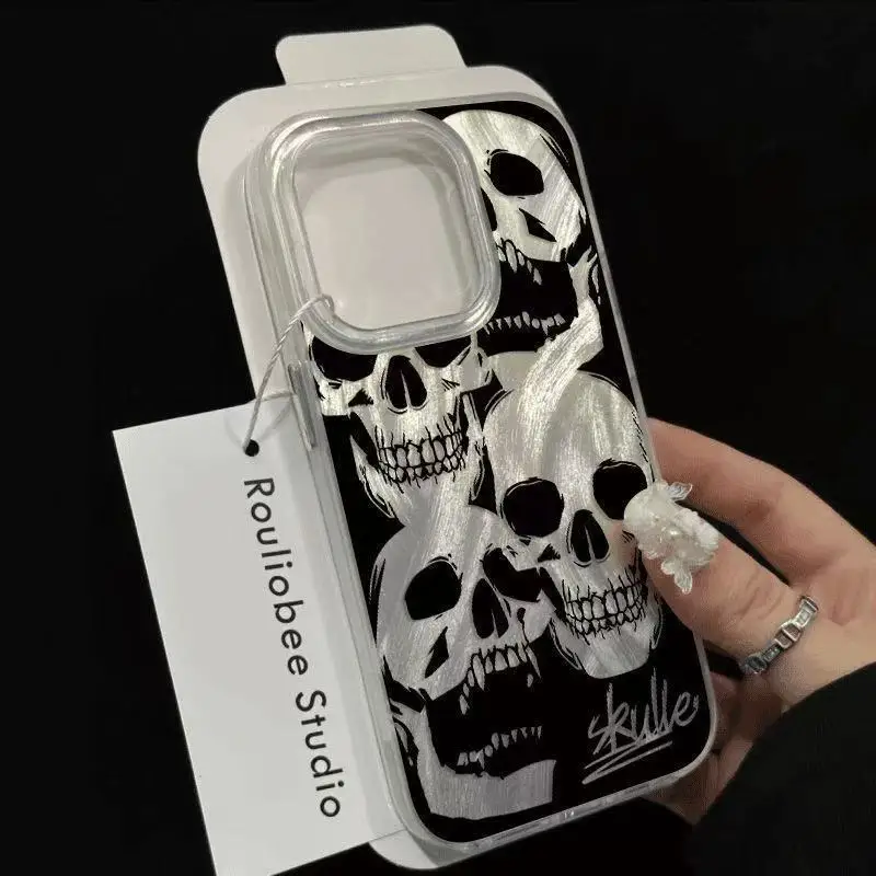 ハロウィン 悪魔 スカル スマホケース iPhone 17 16 15 14 13 12 11 Pro Max XR XS MAX 7 8 PLUS Air対応 耐衝撃 レーザーカバー