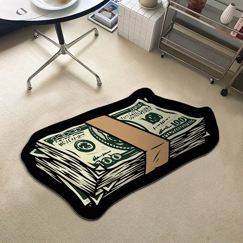 Cartoon Dollar Carpet Banknote Series Floor Mat Fun Foot Mat Sofa Coffee Table Mat Living Room Decor Rug For Bathroom Hallway