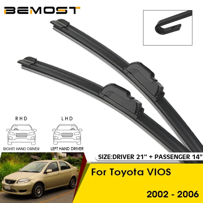 

Car Wiper Blades For Toyota VIOS 2002 2003 2004 2005 2006 Windshield Windscreen Front Window Blades 21"+14" Car Accessories