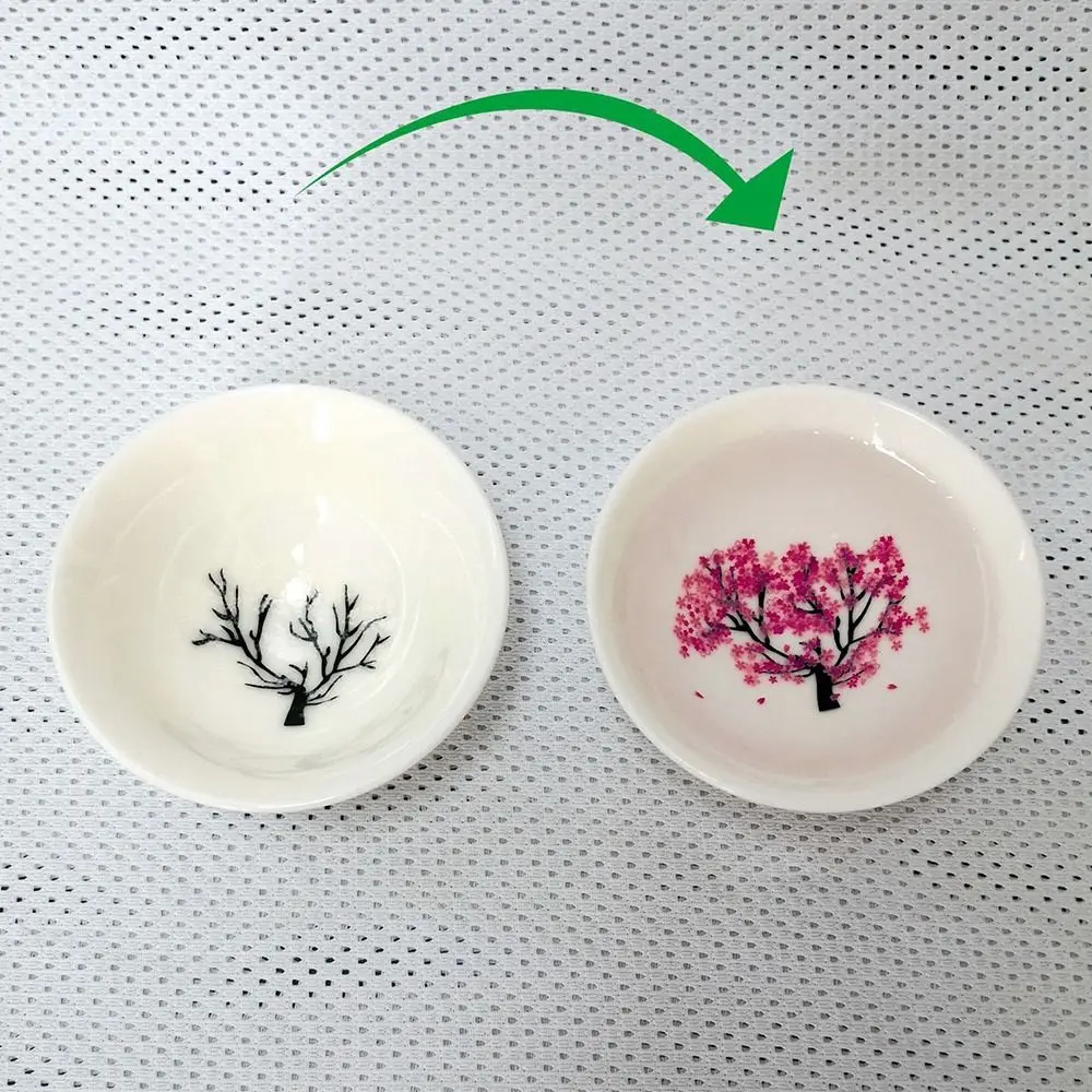 Creative Color Changing Teacup Cold/Hot Water Discoloration Unique Cold/Hot Water Bowl Food Grade Flower Pattern