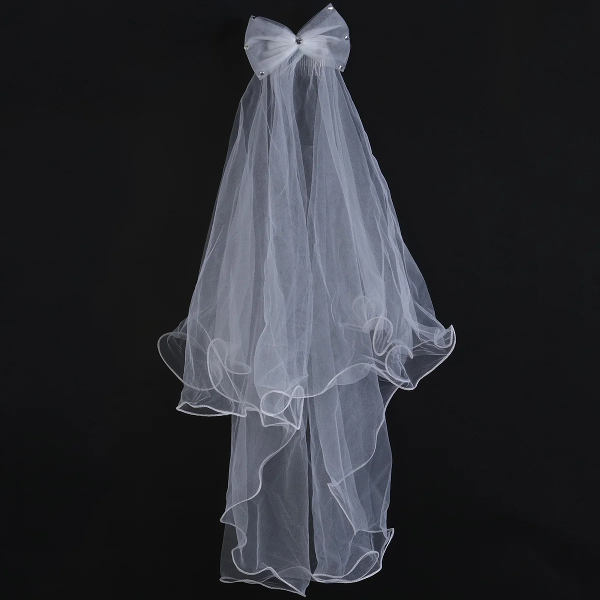 طبقتين الأبيض زهرة فتاة الحجاب الزفاف بالتواصل إكليل الشعر الأزهار عقال الدانتيل الحجاب مهرجان الطرف الديكور #4