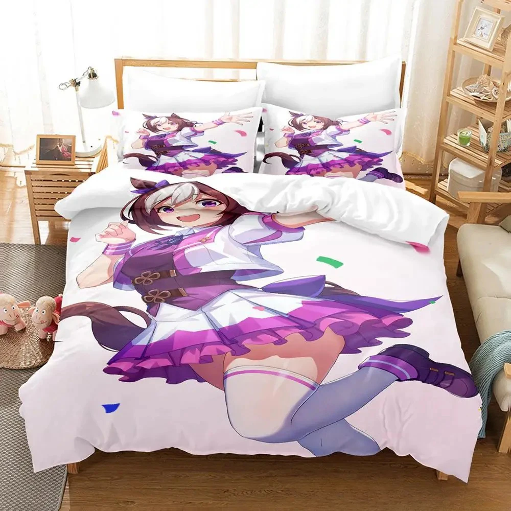 

Kawaii Pretty Derby Bedding Set Single Twin Full Queen King Size Bed Set Adult Kid Bedroom Duvet Cover Sets 3D Print Anime Bed