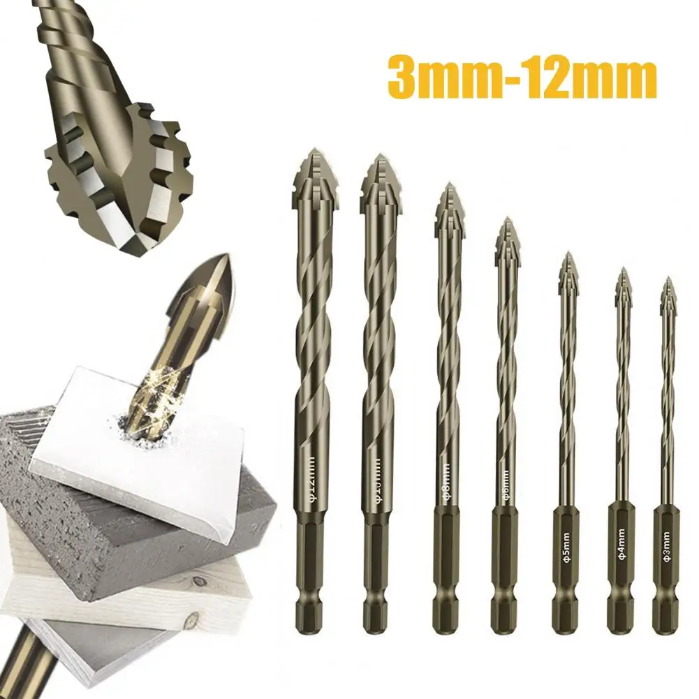 Four-Edged Serrated Eccentric Drill Bit Set High Hardness Rustproof Simple Installation Multifunction Skewed Head Drill Bit Set