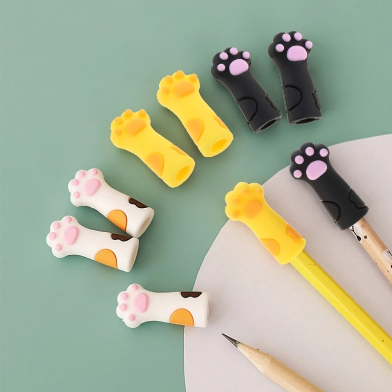 3 Miếng Mèo Paw Bút Chì Hoạt Hình Bút Chì Chống Nhai Silicone Nắp Bút Chì Cho Bé Học Sinh Lớp phần Thưởng