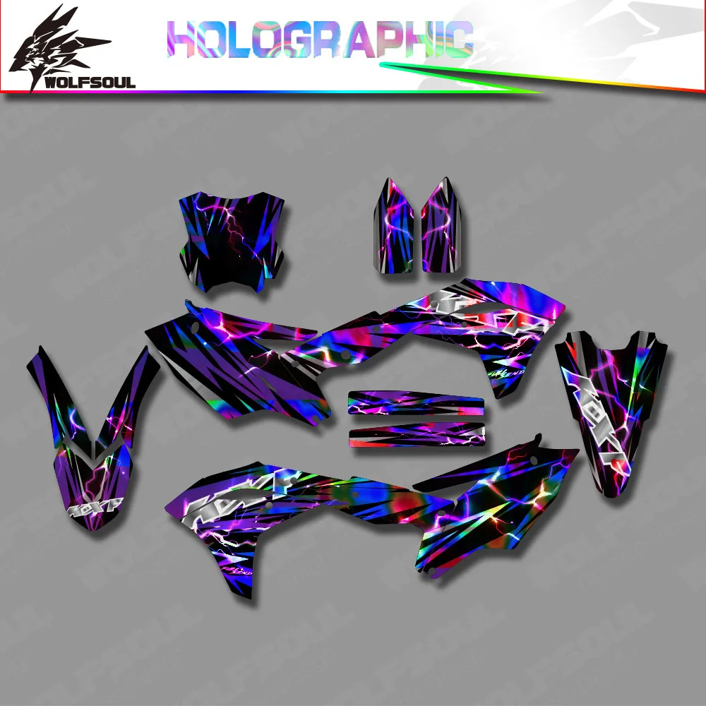 For Kawasaki KXF 250 KX 250F 2017 2018 2019 2020 Motorcycle holographic Background Decals Protector Graphics Sticker Kits Custom