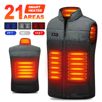 Heated Jacket Men Women Warm Vest USB 21 Areas Self Heating Jacket Ski Camping Hiking Heated Coat Winter Cotton Clothes Washed