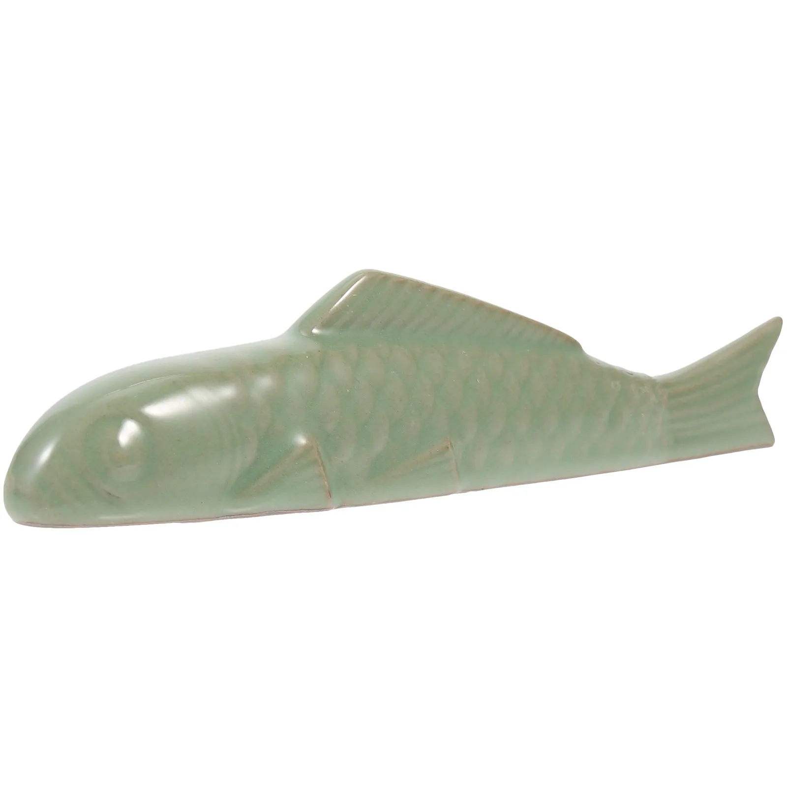 Ceramic Paperweight Carp Shaped Chinese Calligraphy Paper Weight Long Smooth Brush Holder Desktop Letterweight Calligraphy Tool