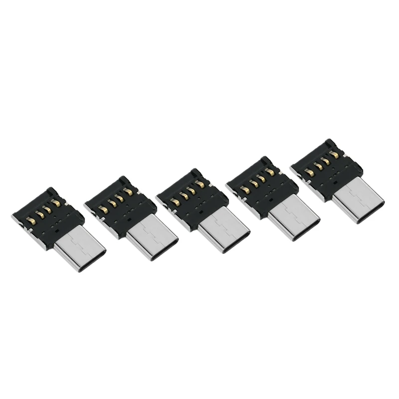 5Pcs Ultra Mini Type-C USB-C To USB 2.0 OTG Adapter For Cell Phone Tablet & USB Cable & Flash Disk