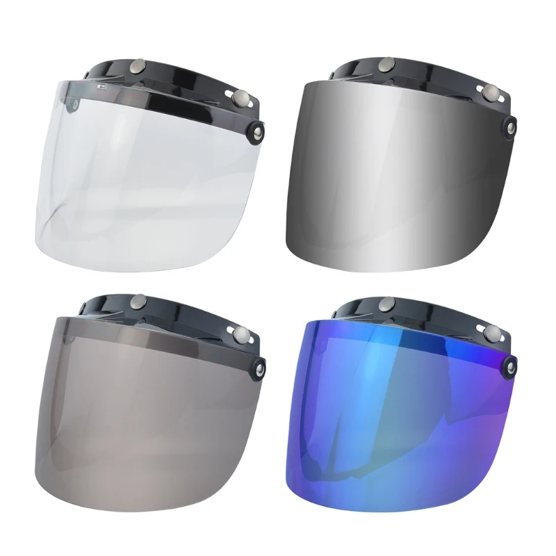 Universal Motorcycle Helmets Visor Lens 3 Snap-Button RetroHelmet Brims Goggles