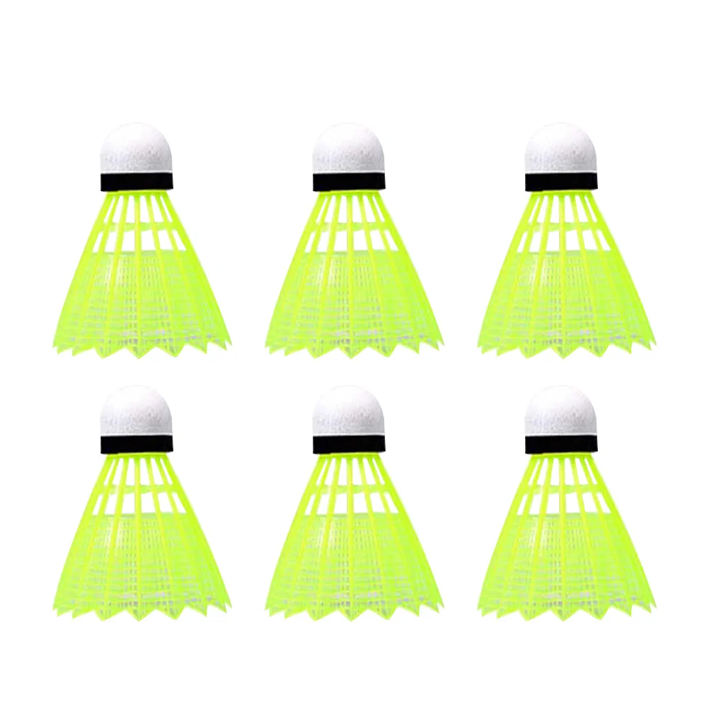 

6pcs Badminton Shuttlecocks Outdoor Durable Nylon Birdies For School Sports Fitness Playing Elastic Resistant Crack-Proof