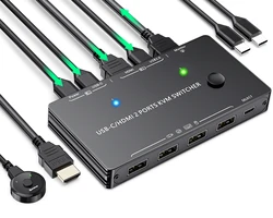 KCEVE Thunderbolt 3 USB C HDMI KVM Switch 4K 60Hz Type C USB KVM Switcher 87W PD Charge for 2 Computer Macbook 1 HDMI Monitor