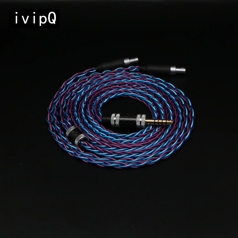 ivipQ-326 IEM Cable HiFi Headphone Cable 26AWG 7N OCC Palladium Plated Graphene For HD650 HD800 HIFIMAN ANANDA Sivga HD700 HD600