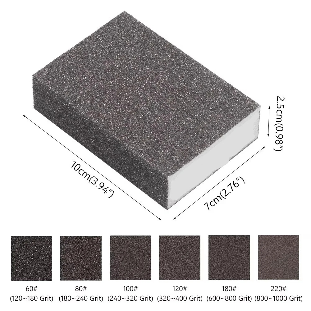 6 Stück/Set 60-220 # Schleifschwämme Polierblöcke Bürstenziegel Waschbare Wandschleifsteine Entkalkung Reinigung Holz Metall Entrostung – Detail 1